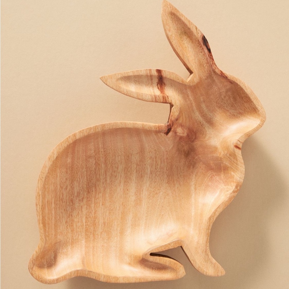 Anthropologie Wooden Bunny Bowl